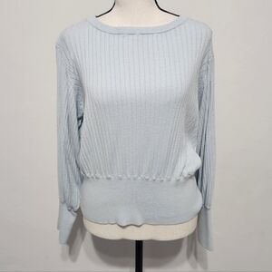 Crush X Morley Cotton Silk Cashmere Blend Sweater Baby Powder Blue Puff Sleeve M